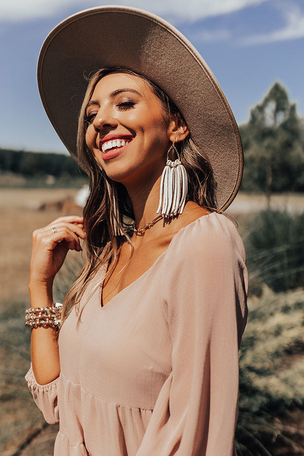 The Laguna Long Tassel Earrings in Smoky Quartz
