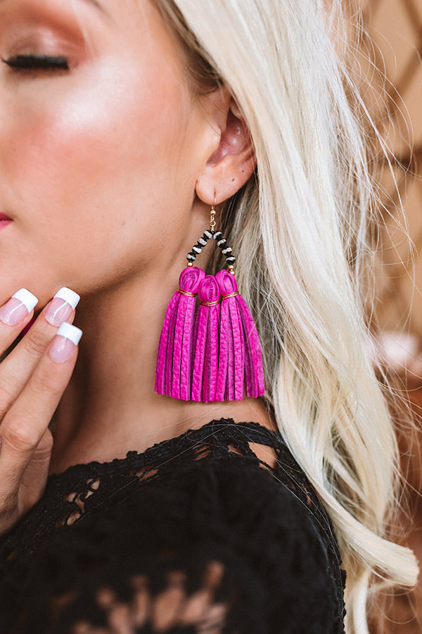 The Havana Tassel Earrings in Hibiscus