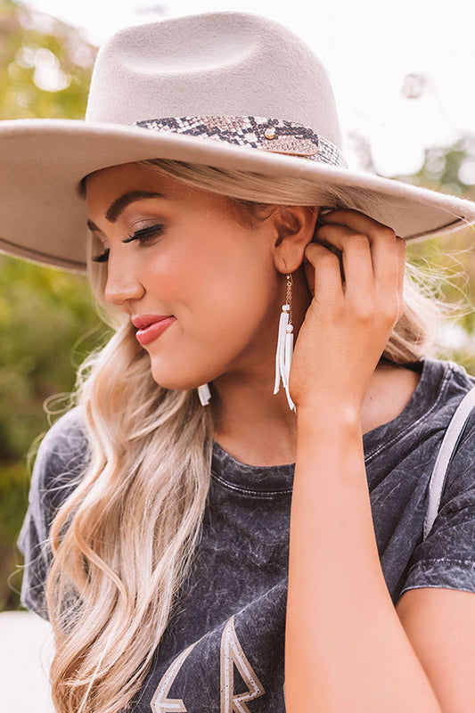 The York Leather Earrings in White