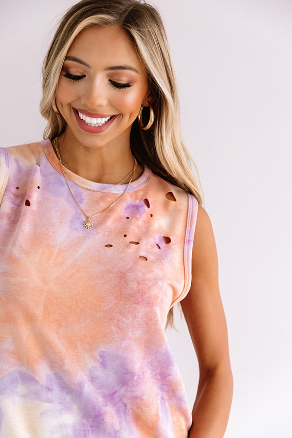 It's All Good Distressed Tie Dye Top In Orange