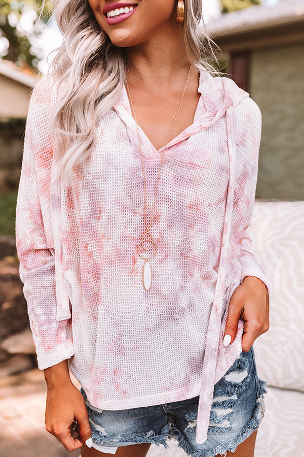 Tie Dye Pick Me Up Knit Hoodie In Blush