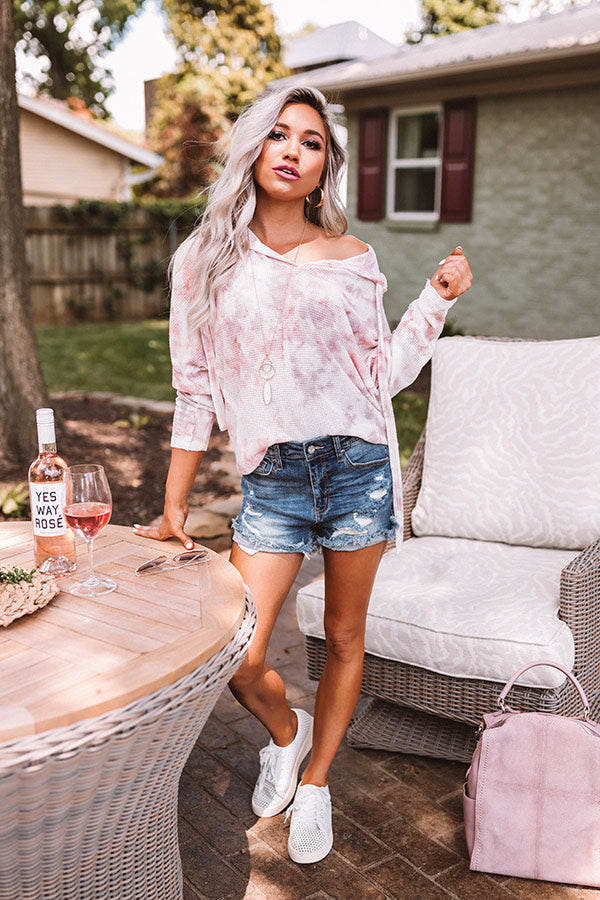 Tie Dye Pick Me Up Knit Hoodie In Blush