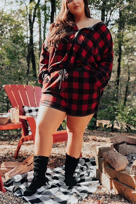 Campfire Cozies Buffalo Check Shorts Curves