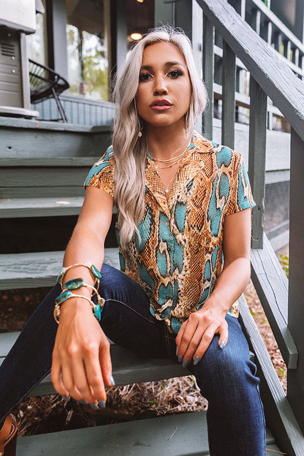Radiant Reveal Snake Print Button Up Top