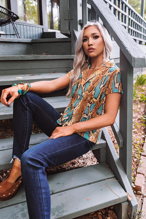 Radiant Reveal Snake Print Button Up Top