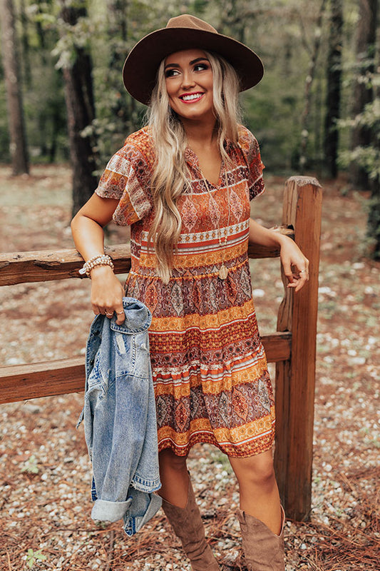 Autumn Instincts Shift Dress In Rust