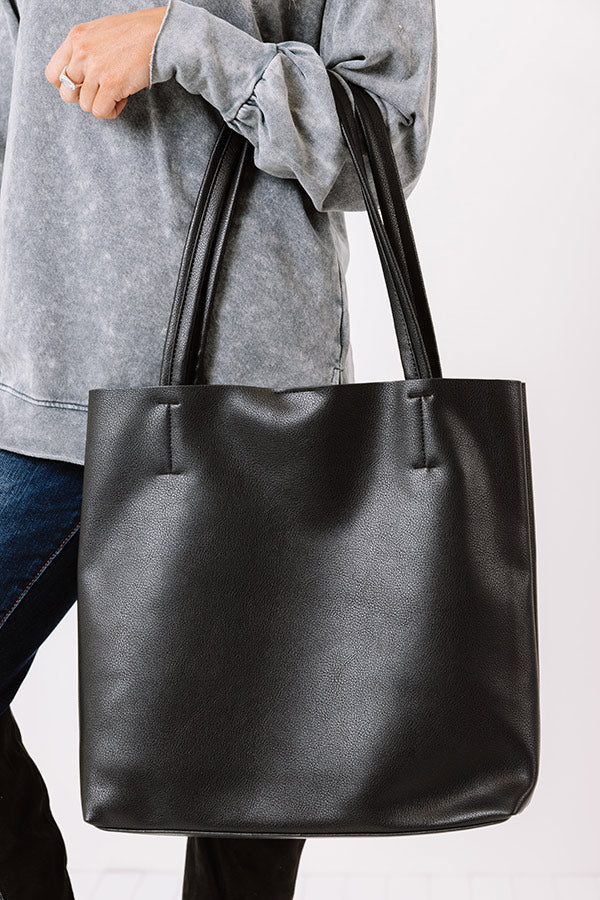 Intermission Faux Leather Tote In Black