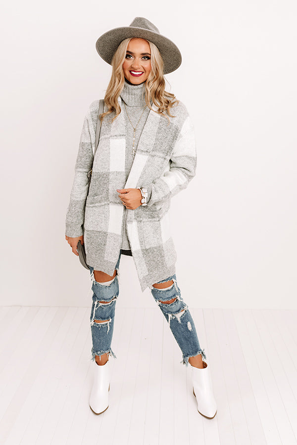 Wrapped In Cozy Buffalo Check Cardigan