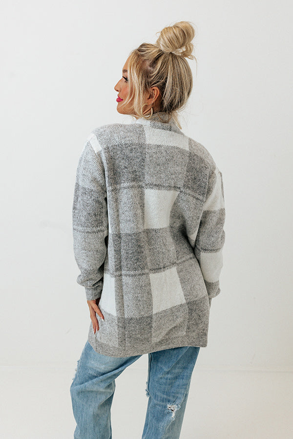 Wrapped In Cozy Buffalo Check Cardigan