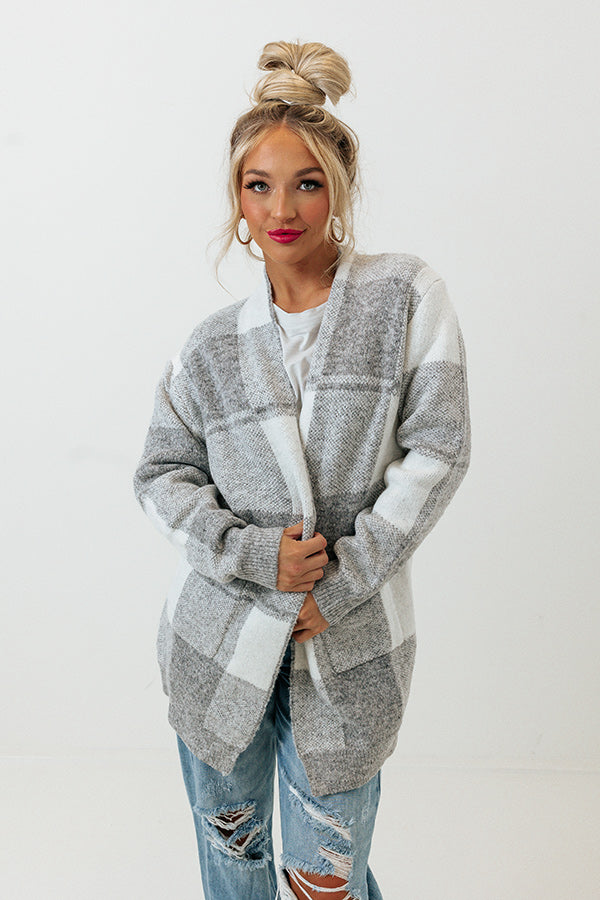 Wrapped In Cozy Buffalo Check Cardigan