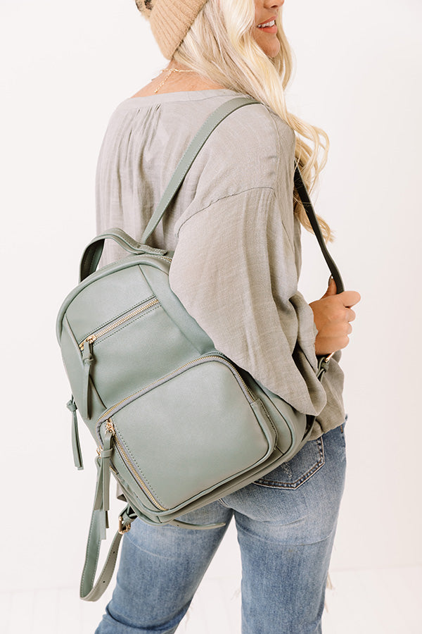 Hiding Out Faux Leather Backpack In Pear