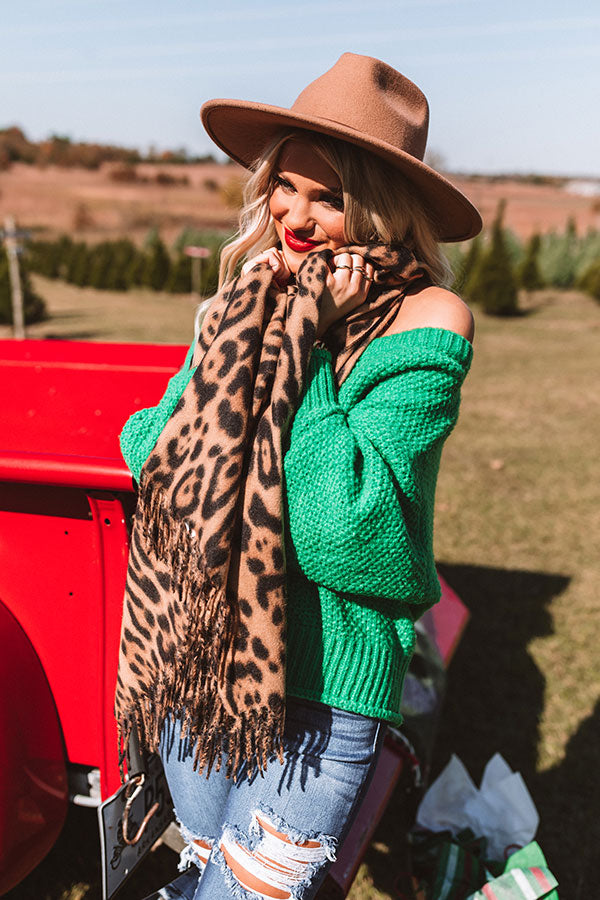 Infinitely Cozy Leopard Scarf in Camel