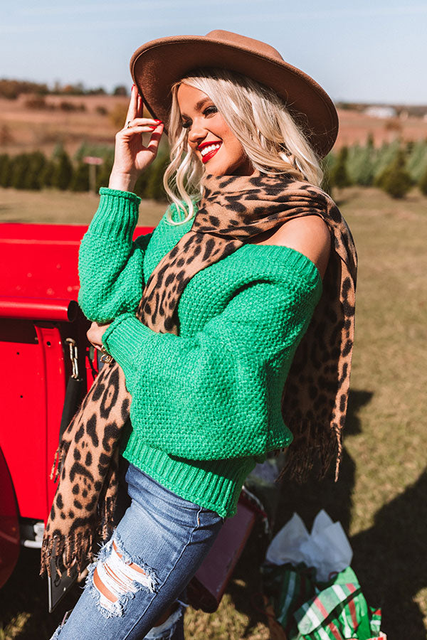 Infinitely Cozy Leopard Scarf in Camel