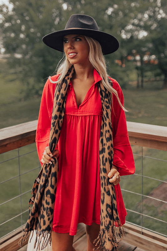 Infinitely Cozy Leopard Scarf in Camel