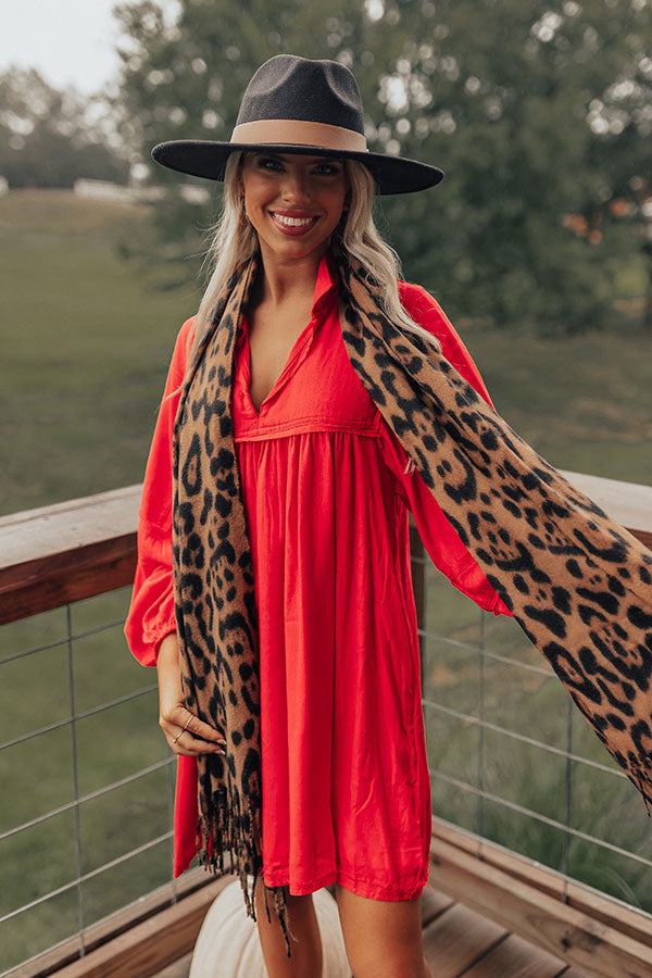Infinitely Cozy Leopard Scarf in Camel