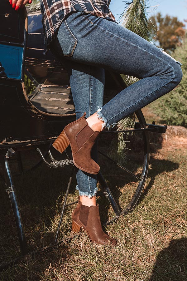 The Ollie Faux Suede Bootie In Chestnut