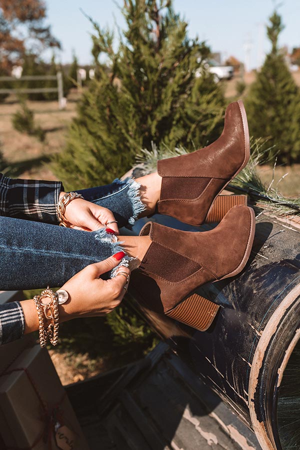 The Ollie Faux Suede Bootie In Chestnut