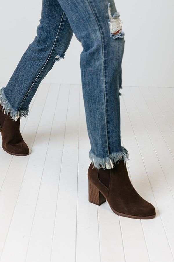 The Ollie Faux Suede Bootie In Chestnut