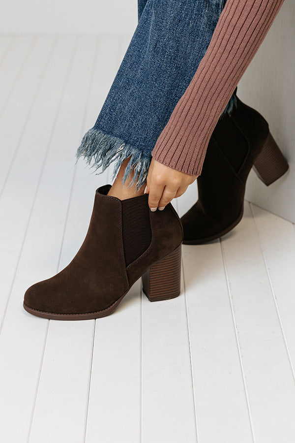 The Ollie Faux Suede Bootie In Chestnut