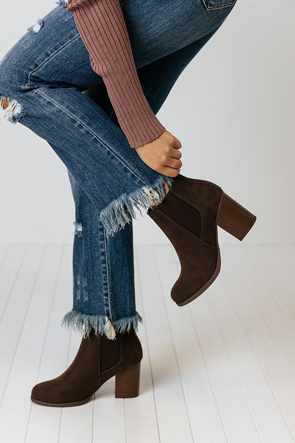 The Ollie Faux Suede Bootie In Chestnut