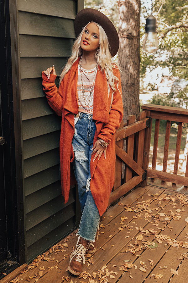 Bryant Park Views Cardigan In Rust