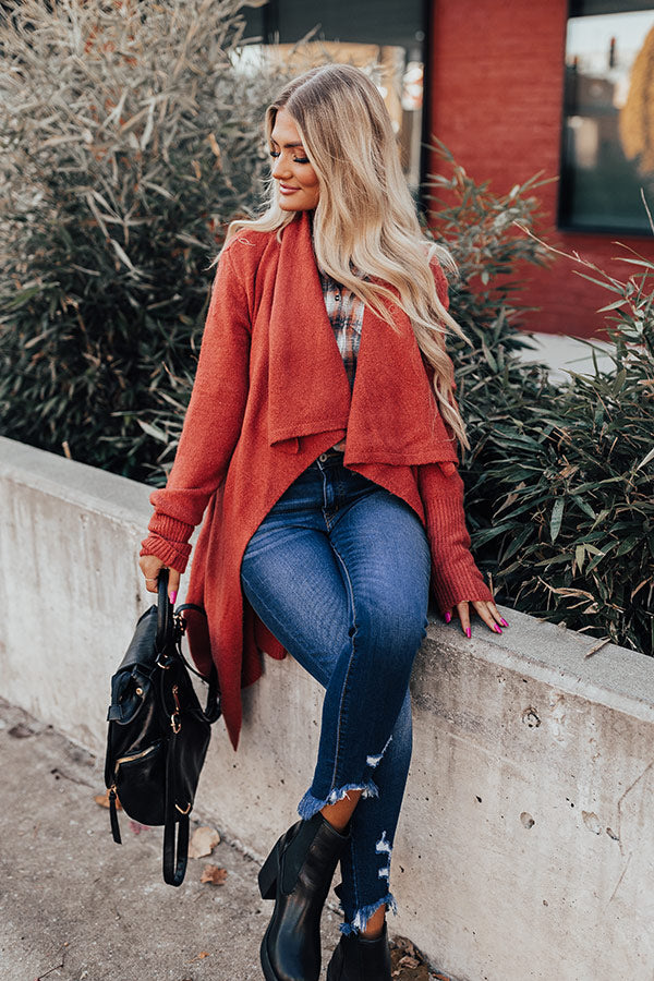 Bryant Park Views Cardigan In Rust