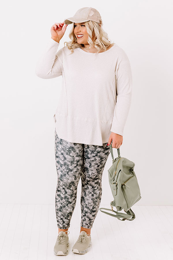 Heavenly Kiss Waffle Knit Top In Ivory   Curves