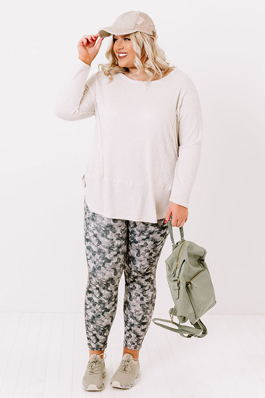 Heavenly Kiss Waffle Knit Top In Ivory   Curves