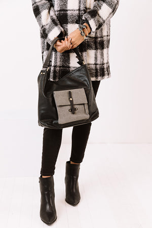 In Fashion Faux Leather Tote In Black