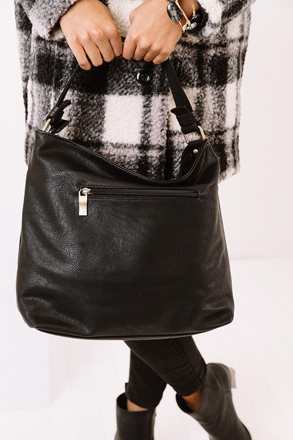 In Fashion Faux Leather Tote In Black