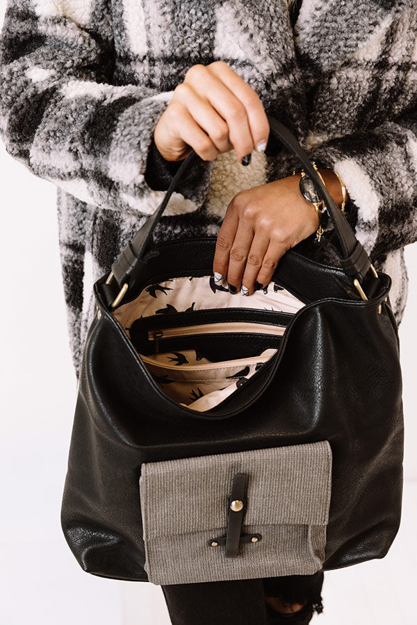 In Fashion Faux Leather Tote In Black