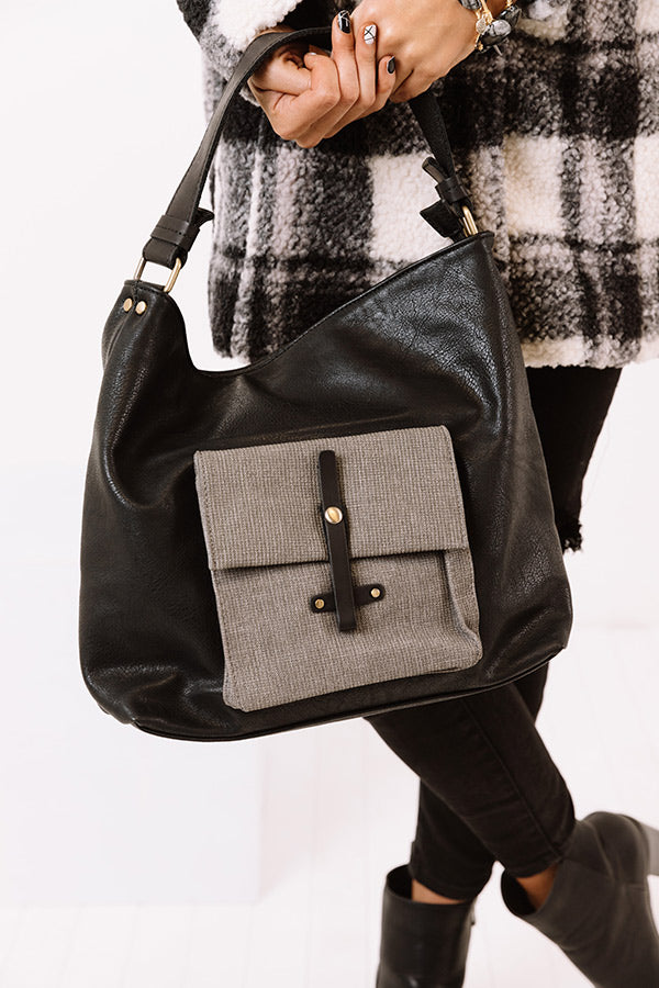 In Fashion Faux Leather Tote In Black