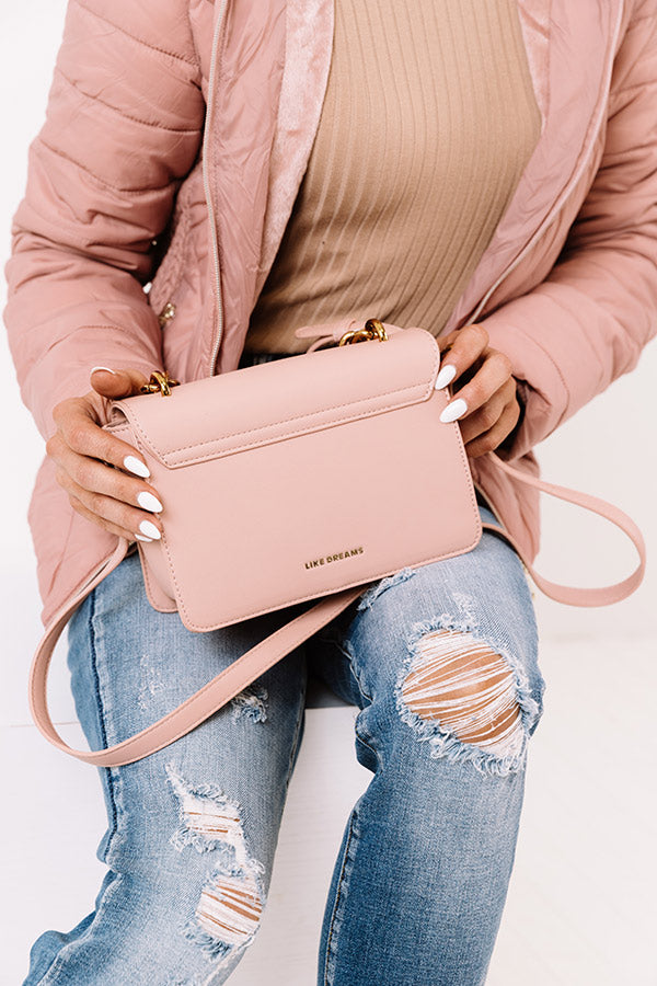 Wine Date Faux Leather Crossbody In Pink