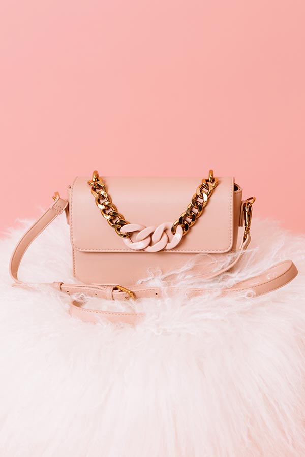 Wine Date Faux Leather Crossbody In Pink