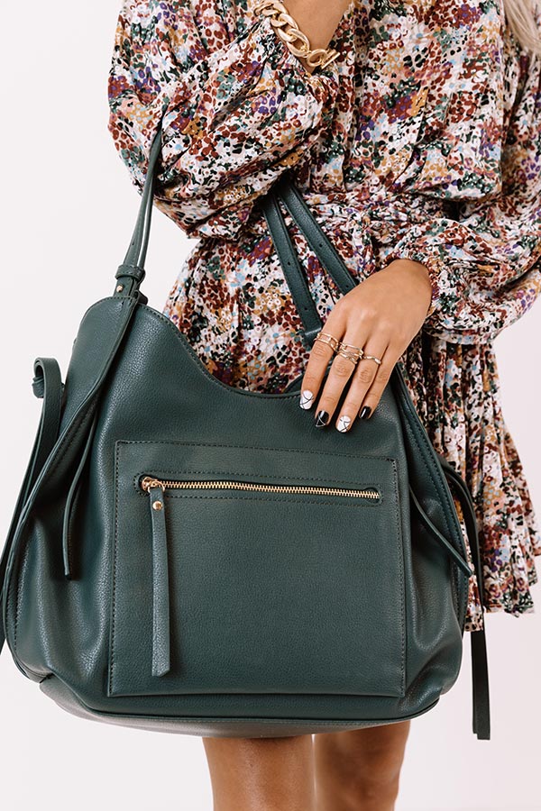 Strut The Runway Faux Leather Tote In Forest