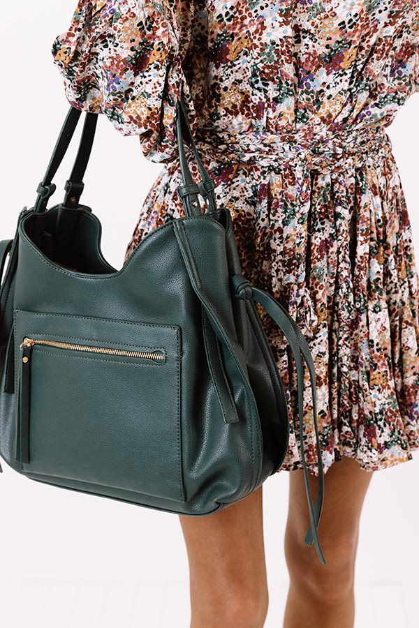 Strut The Runway Faux Leather Tote In Forest