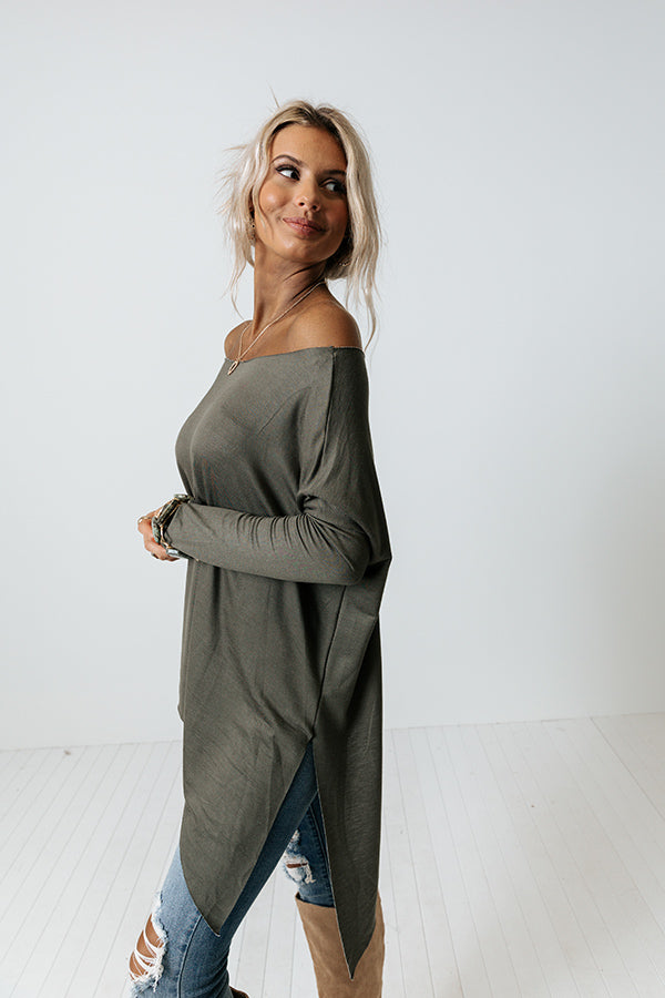 Morning Glow Shift Top in Army Green