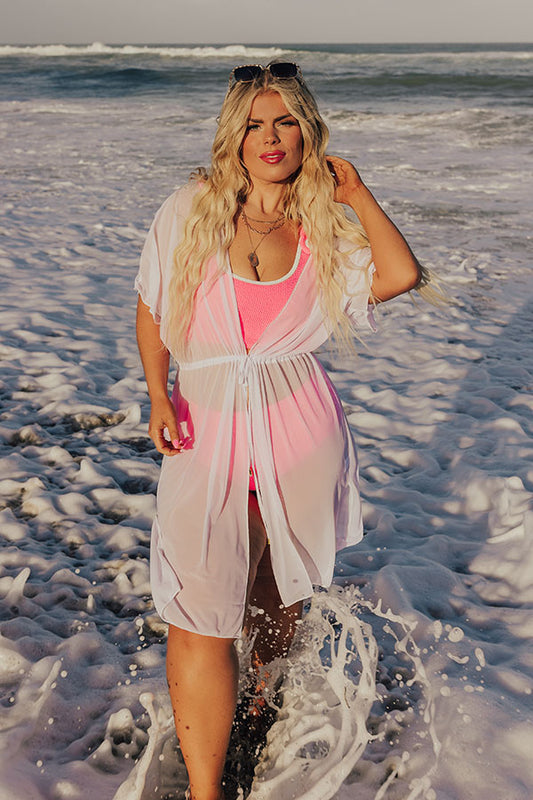 See You Poolside Mesh Cover Up in White Curves