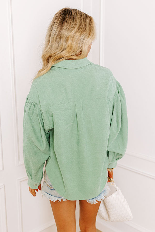 Creative Idea Corduroy Top in Pear