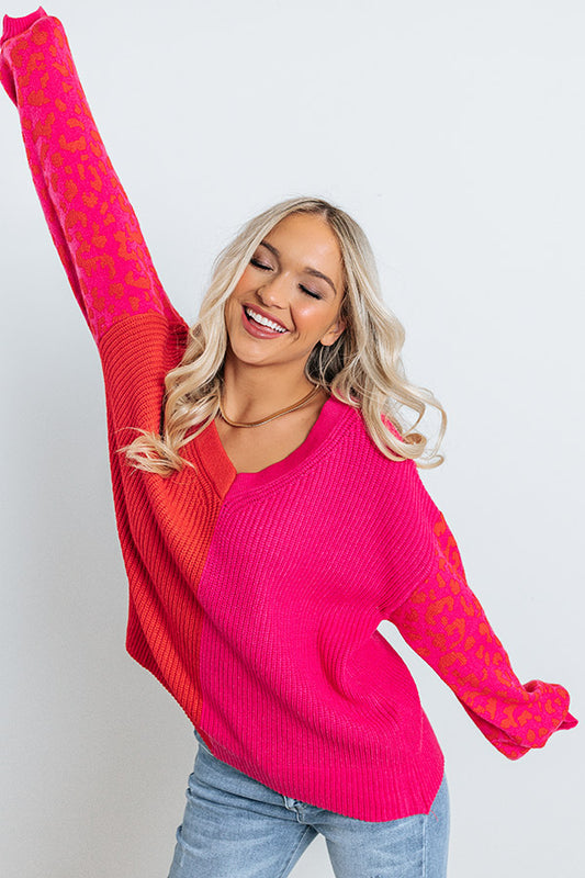 Candy Crush Color Block Sweater in Pink
