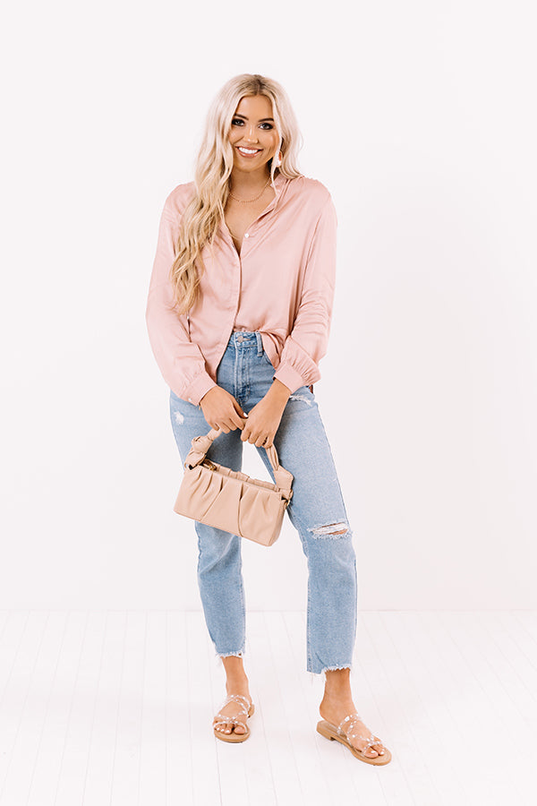 Highest Standards Satin Top In Blush