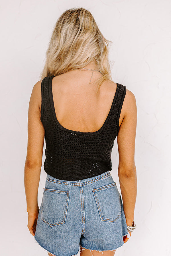 Beach Daydream Knit Crop Top In Black