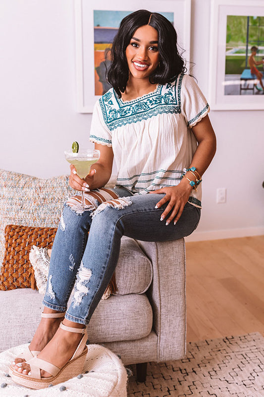 Myrtle Beach Embroidered Top