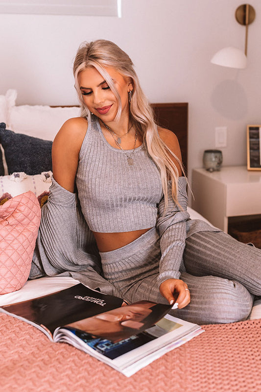 You Glow Girl Ribbed Top In Grey