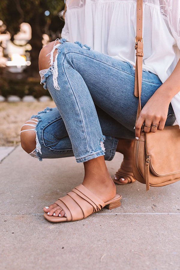 The Chrissi Faux Leather Sandal In Tan