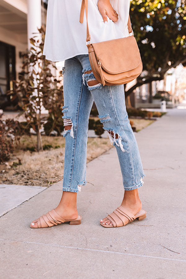 The Chrissi Faux Leather Sandal In Tan