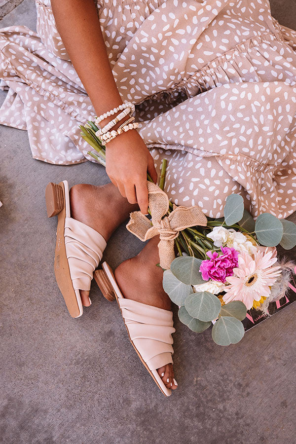 The Chrissi Faux Leather Sandal In Light Birch