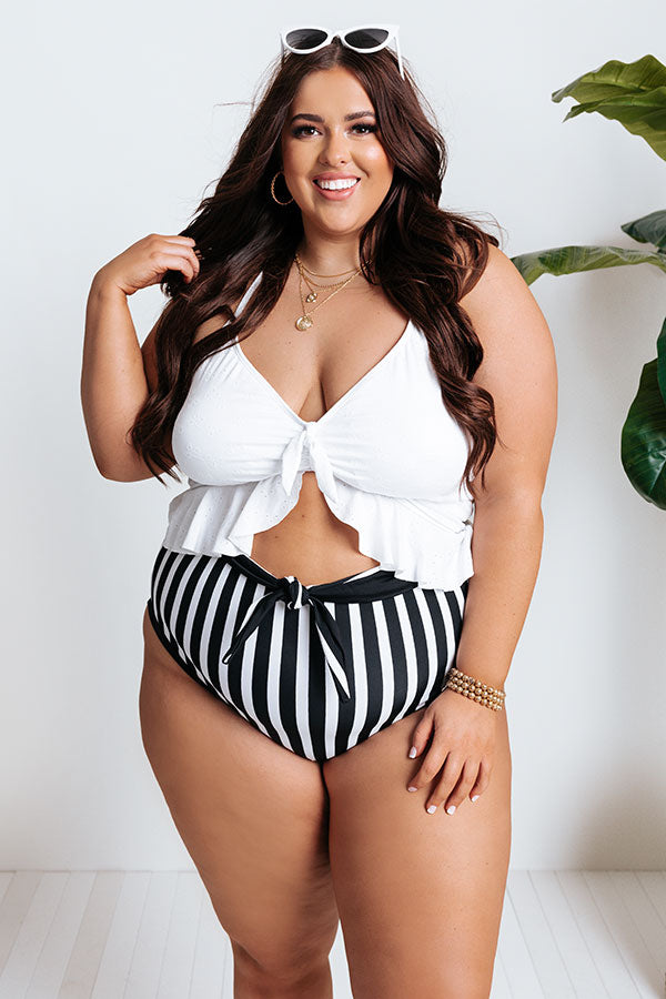 Sitting Starboard High Waist Reversible Bikini Bottoms Curves