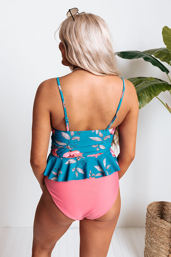 Secret Beach Floral Tankini in Ocean Blue