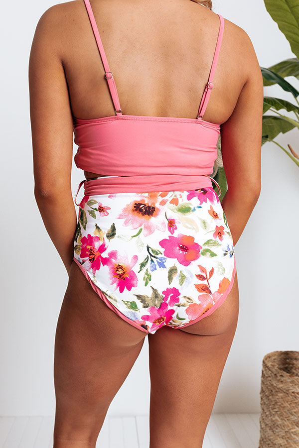 St. Thomas Treat High Waist Reversible Bikini Bottoms in Pink